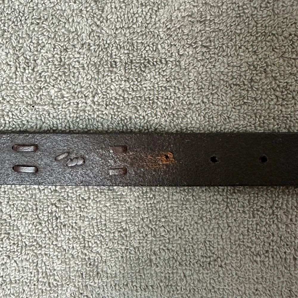 Genuine Leather Brown Belt Mens 42 Brass Buckle Textured Casual 1.5 Inch Wide